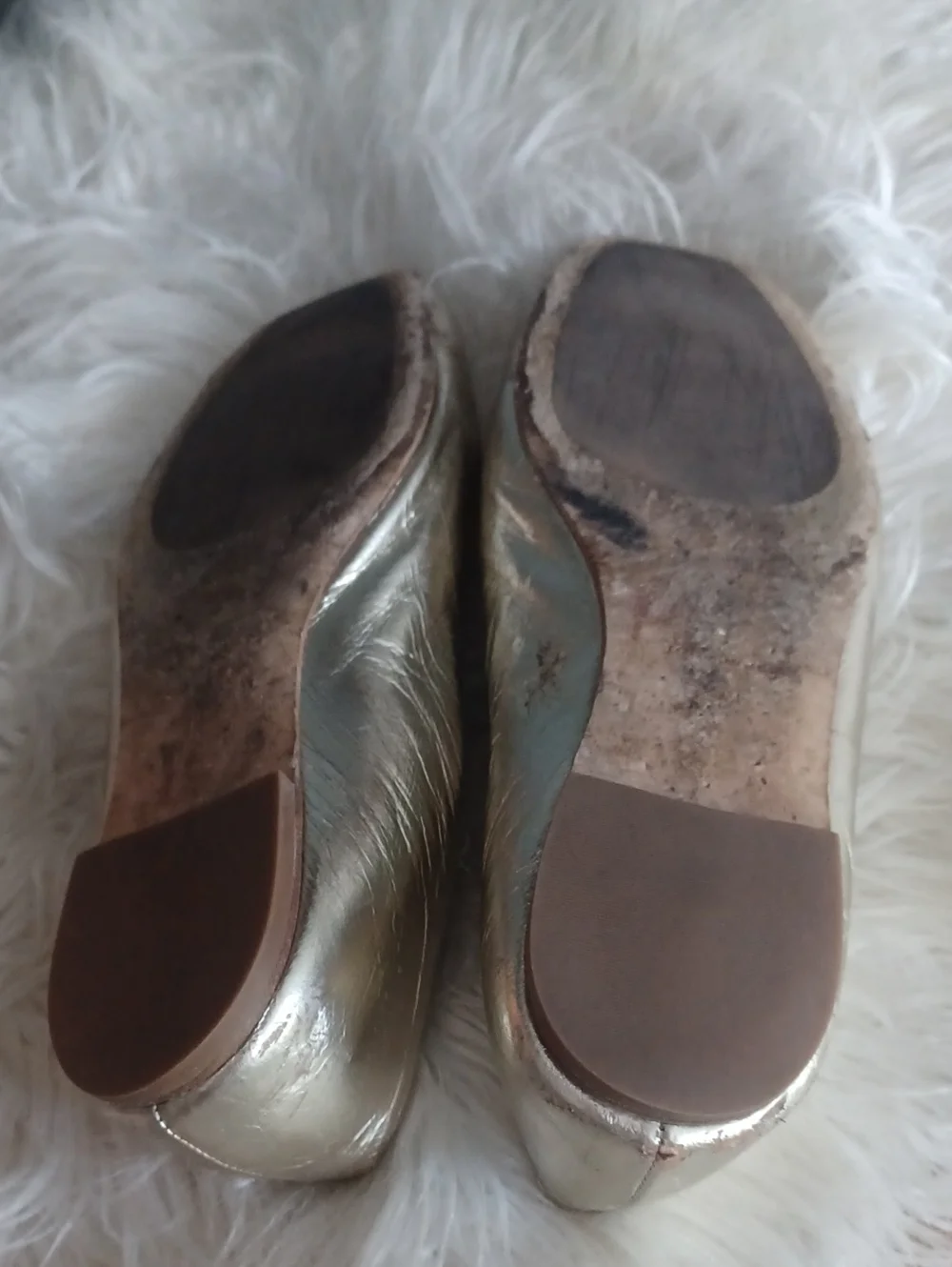 Tory Burch Gold Flats Squere Logo
